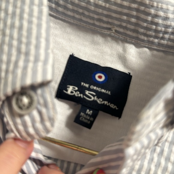 Ben Sherman Shirt Mens Blue Fog Button Down Stretch Medium M NEW NWT - Picture 3 of 5